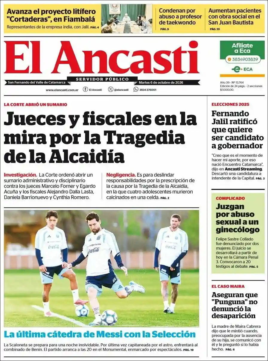Estudios Max | EL MOLLENSE - Tapa del diario Ancasti