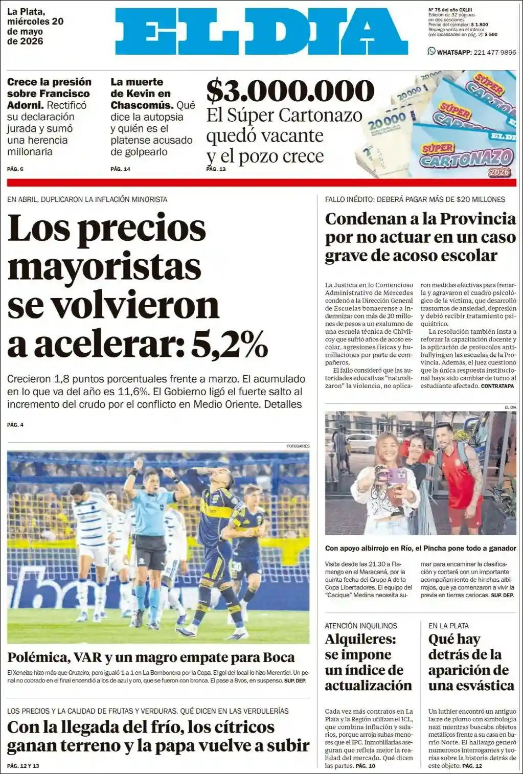 Estudios Max | EL MOLLENSE - Tapa del diario El Dia