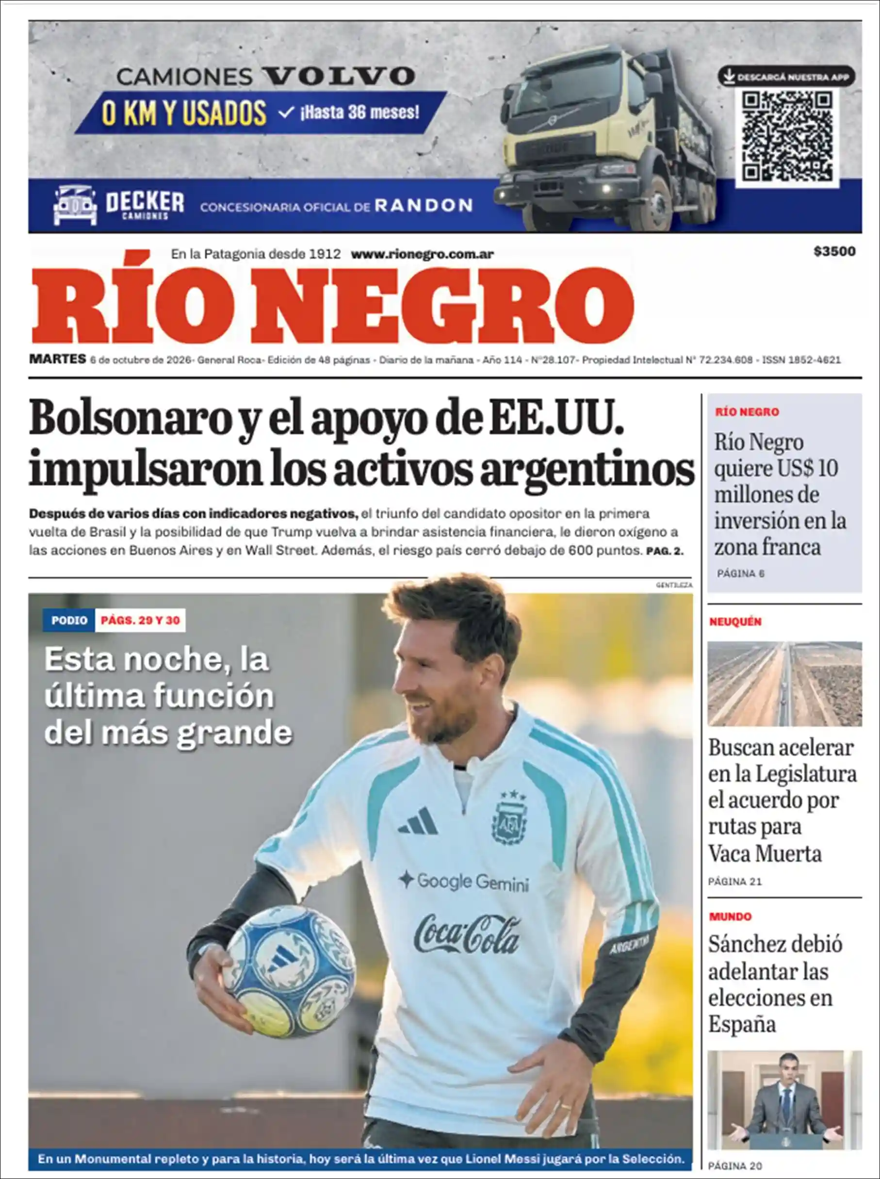Estudios Max | EL MOLLENSE - Tapa del diario Rio Negro